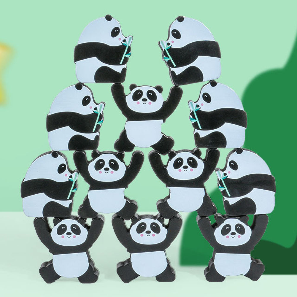 12Pcs Wooden Panda Building Blocks Stacking Toy Set N9011
