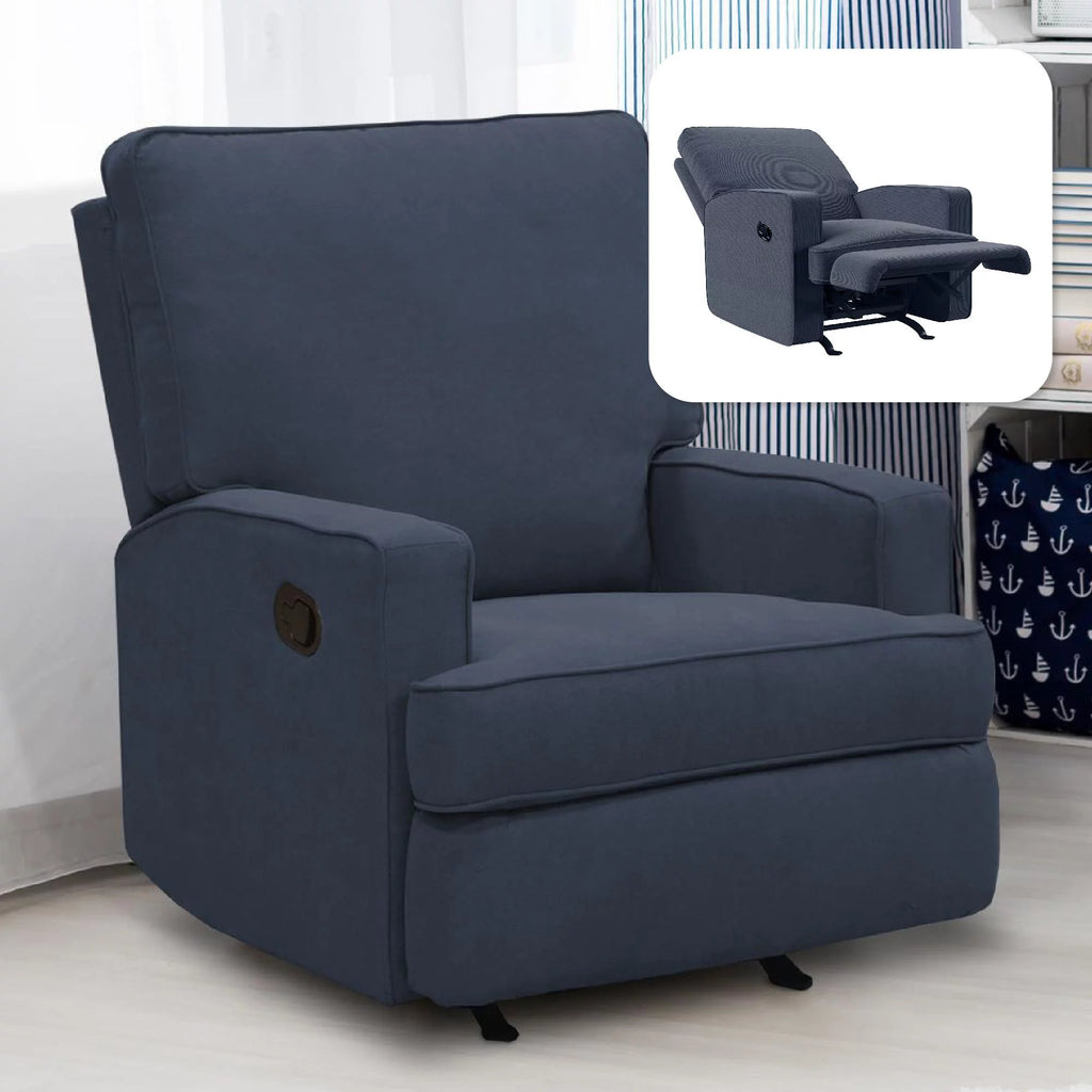 Navy Chenille Rocker Recliner Chair Q64811