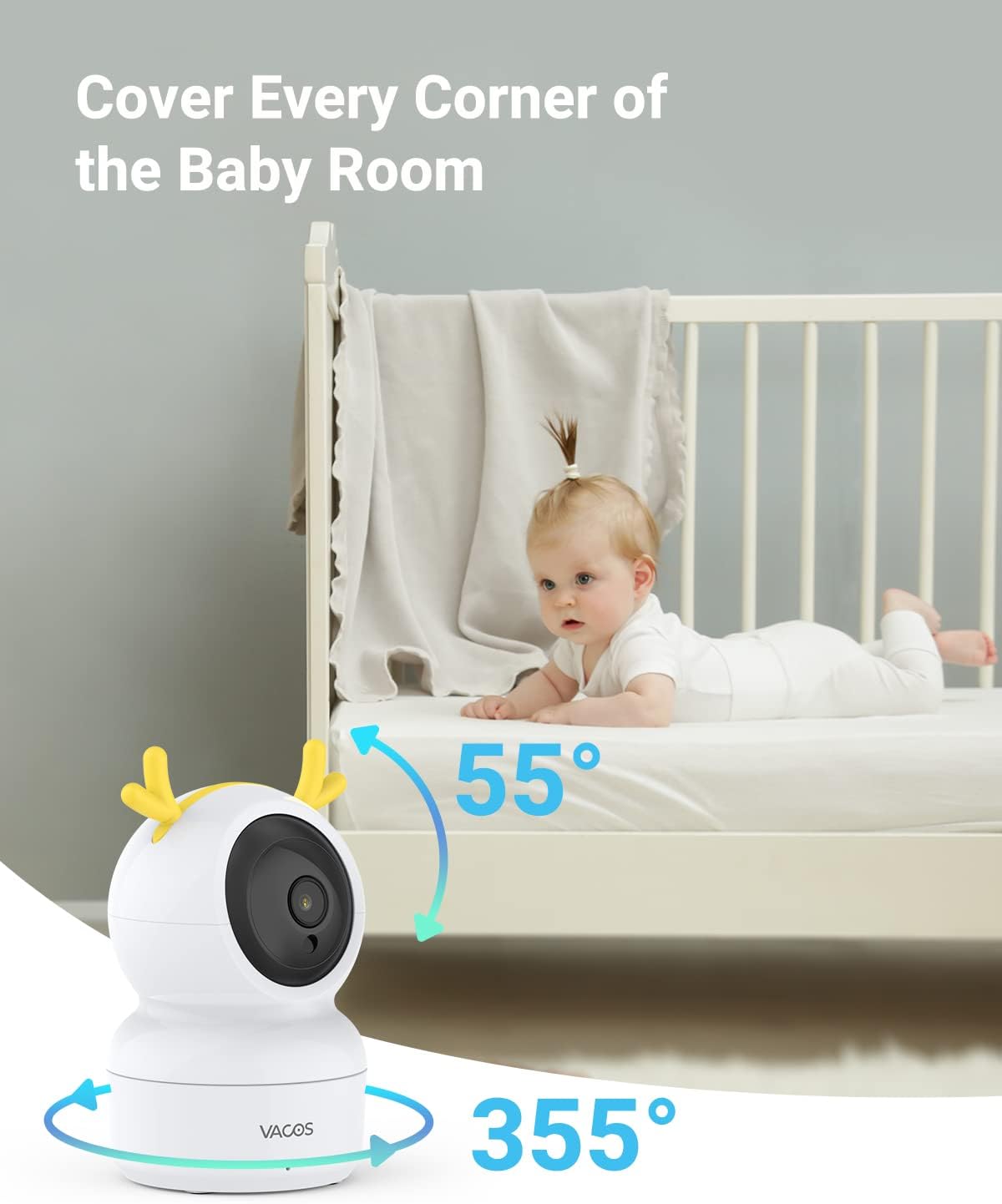 5'' Baby Monitor with Camera and Audio, Night Vision, 2-Way Audio P80754