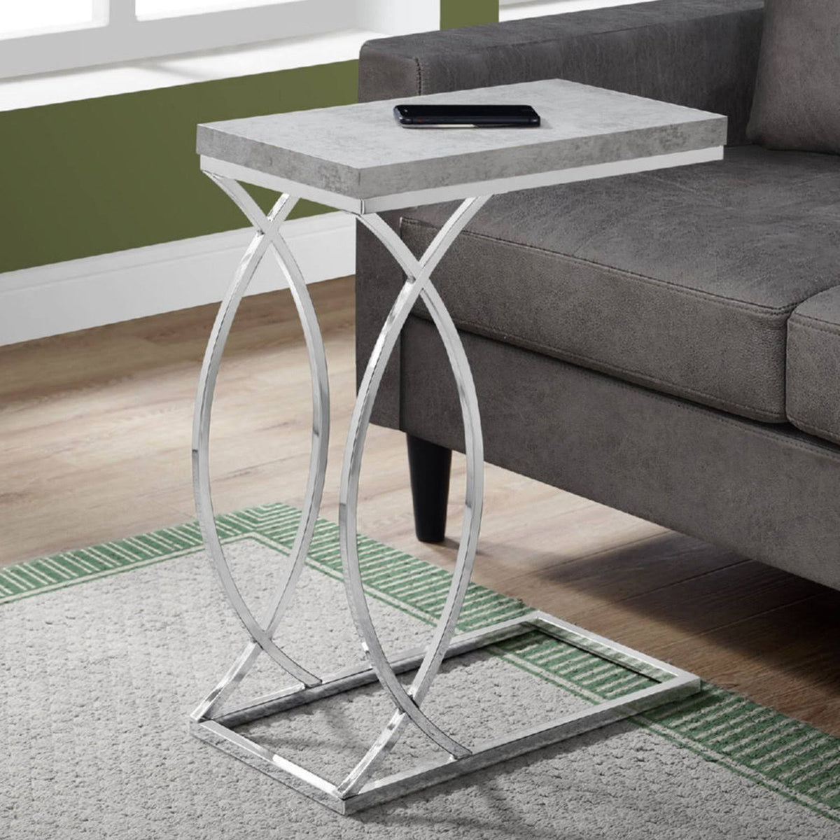 Grey MDF Laminate Metal Accent Table V21821
