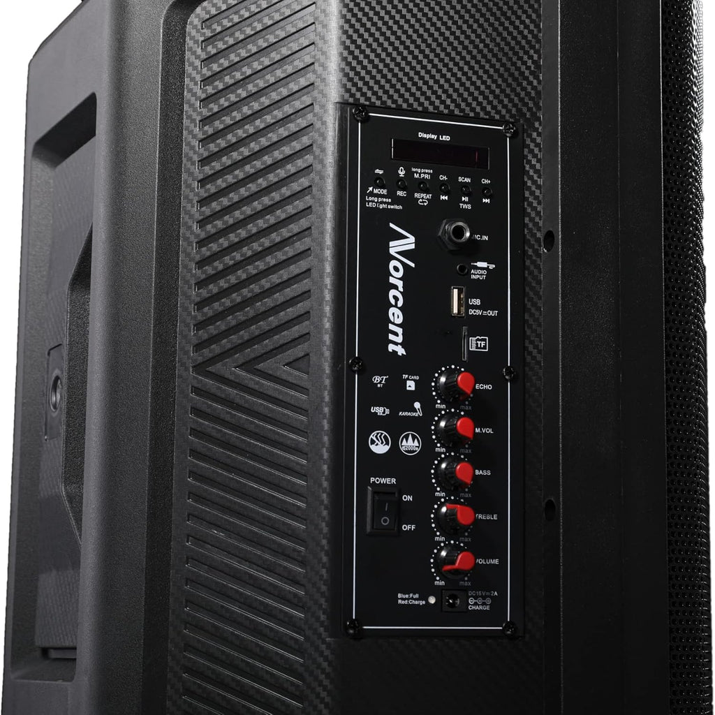 Portable Bluetooth Karaoke DJ Speaker with Remote Control and LED Light Show, 12", 2600 Watts X8684