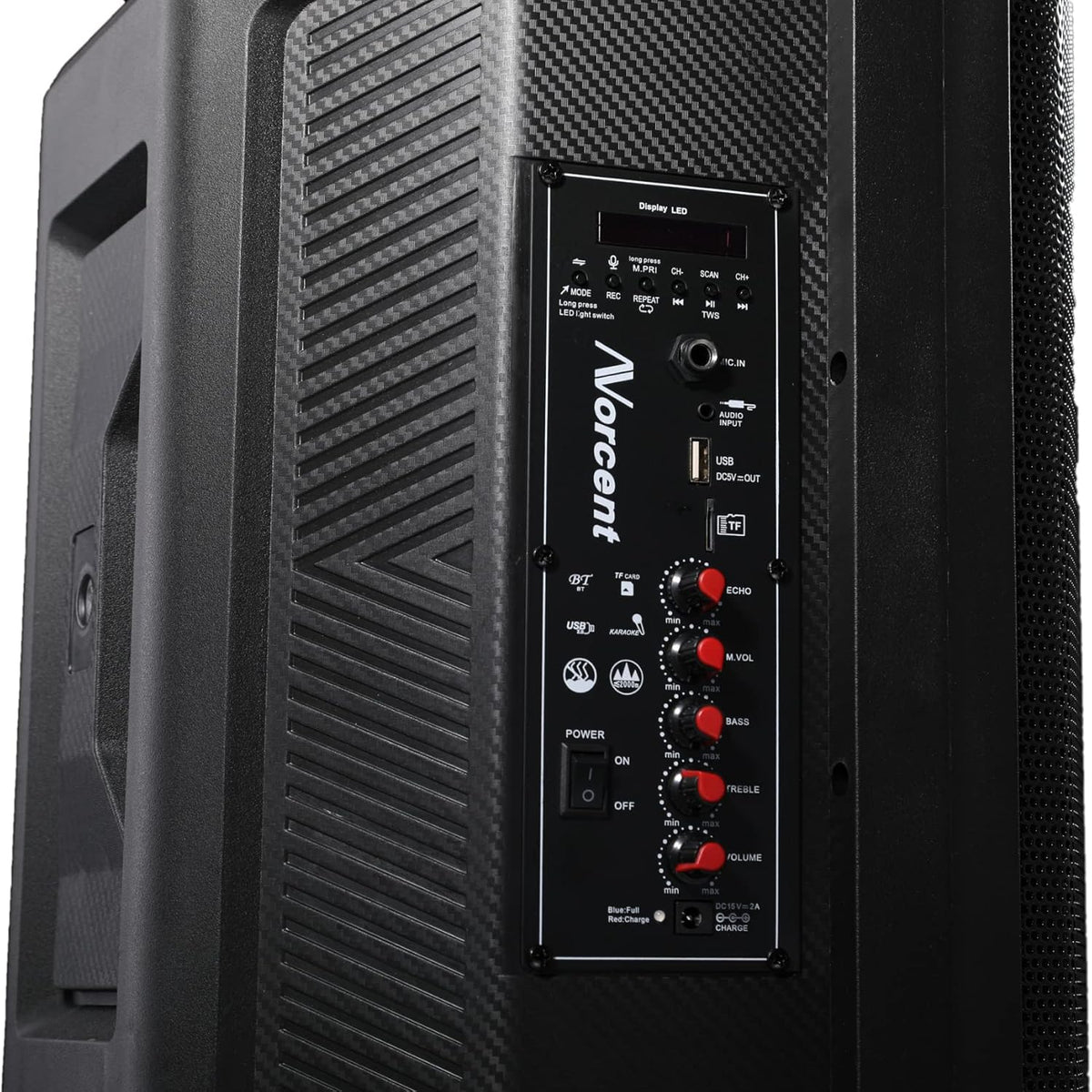 Portable Bluetooth Karaoke DJ Speaker with Remote Control and LED Light Show, 12", 2600 Watts X8684