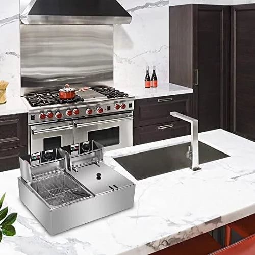 Stainless Steel Electric Deep Fryer with Basket 12.7QT F242587