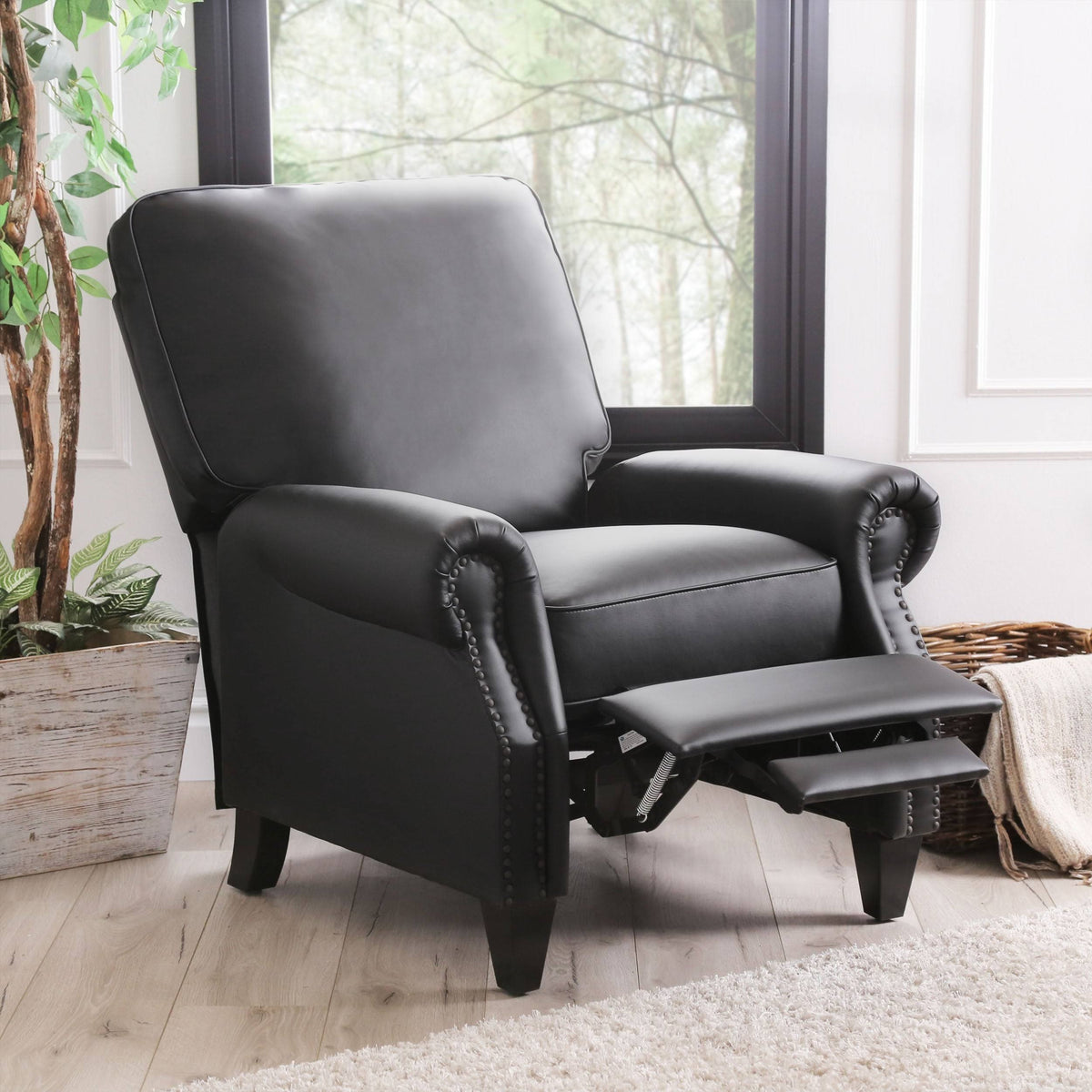 Brown Leather Pushback Recliner E464