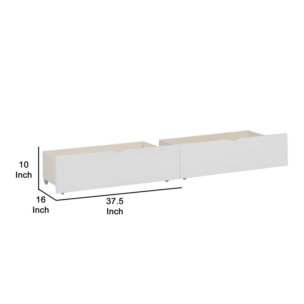 White Wooden Underbed Storage Box with Caster Wheels, Set of 2 F40349