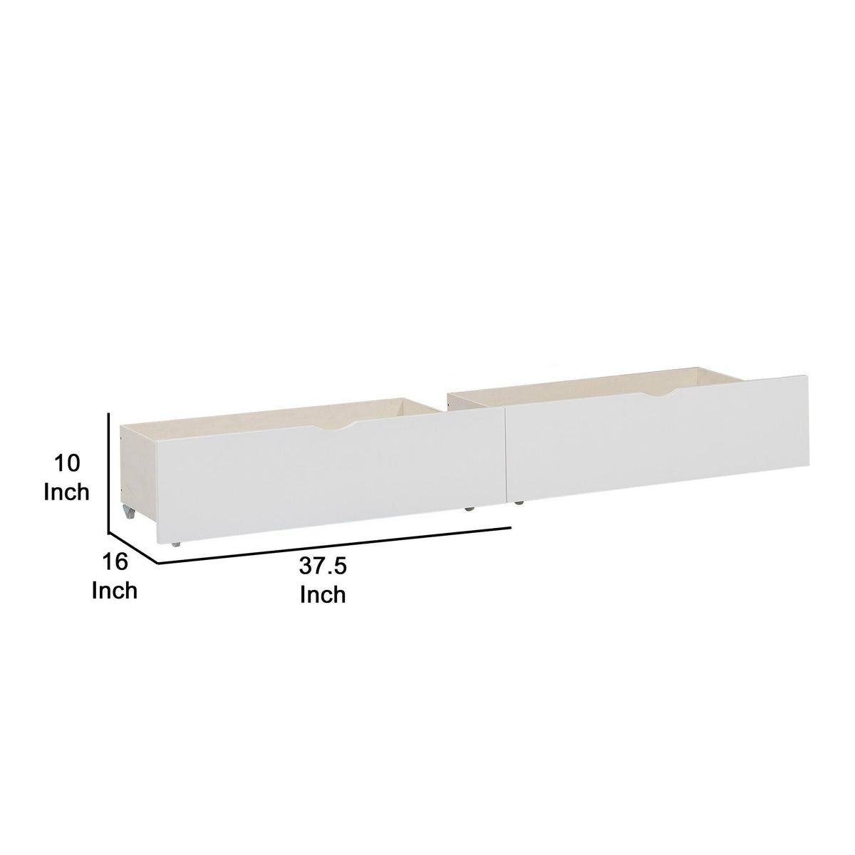 White Wooden Underbed Storage Box with Caster Wheels, Set of 2 F40349