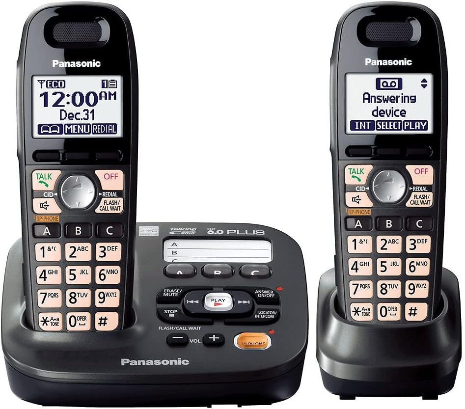 Titanium Black Cordless Amplified Phone with Digital Answering System, 2 Handsets N65358
