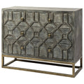 Solid Wood and Brass 3 Drawer Cabinet in Brown N510