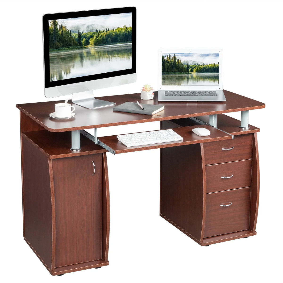 Computer Desk with Drawers Wood G13020