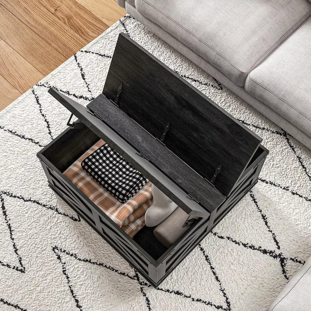 Black Square Coffee Table with Flip Top Storage M521