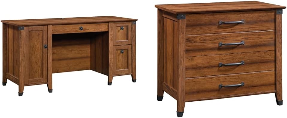 Computer Desk and 5-Shelf Bookcase, Washington Cherry Finish W579786