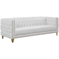 White Faux Leather and Iron Sofa G2625