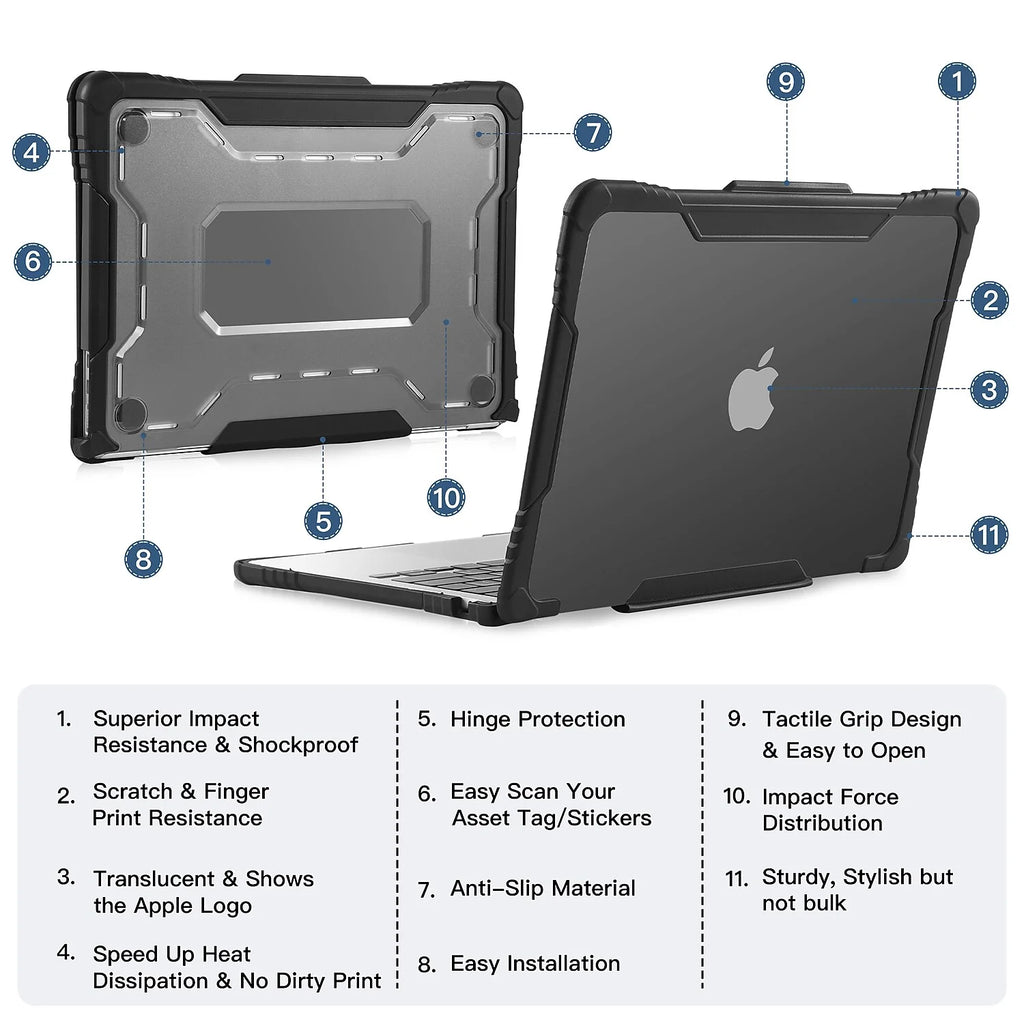Black Rugged Laptop Sleeve with Keyboard Cover J637