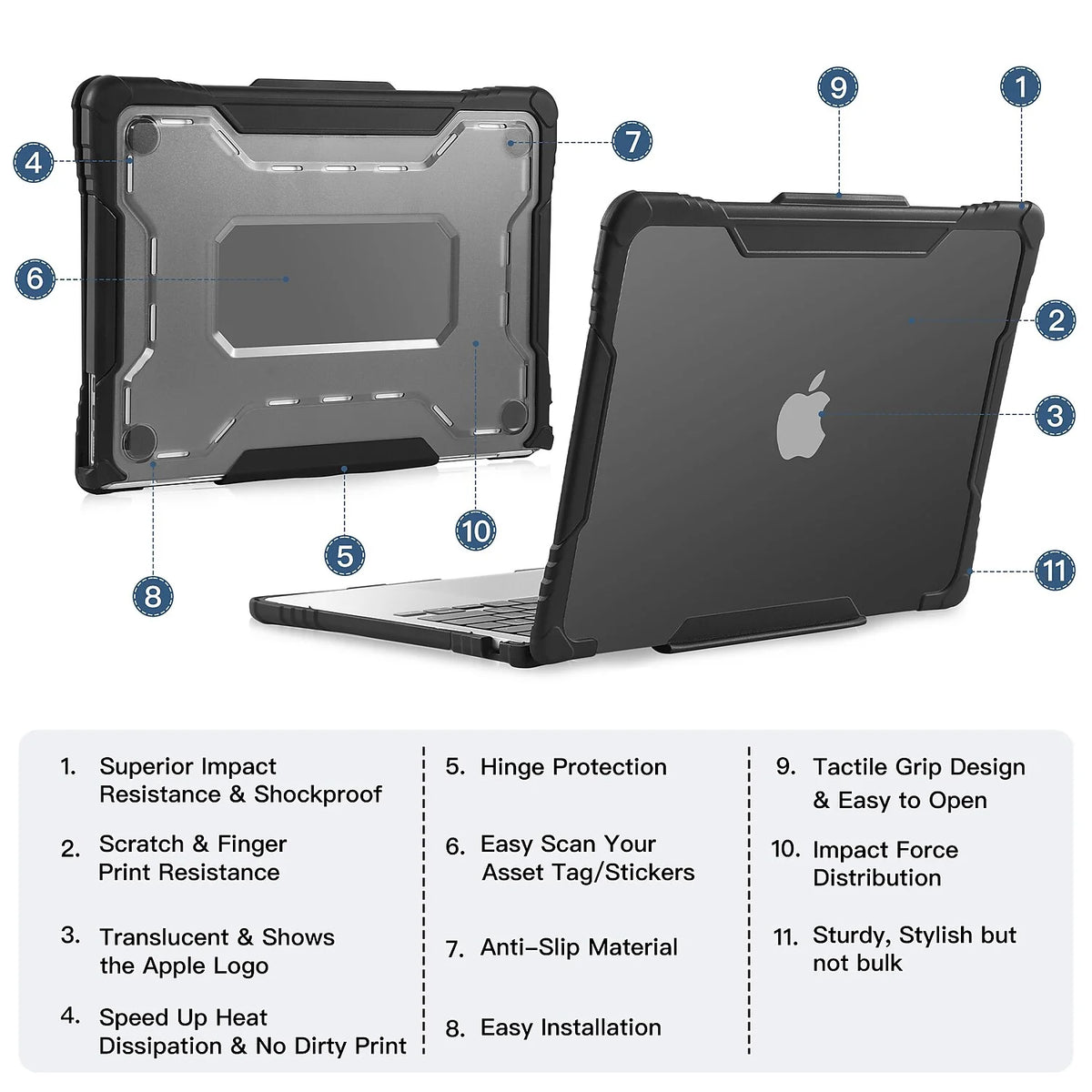 Black Rugged Laptop Sleeve with Keyboard Cover J637