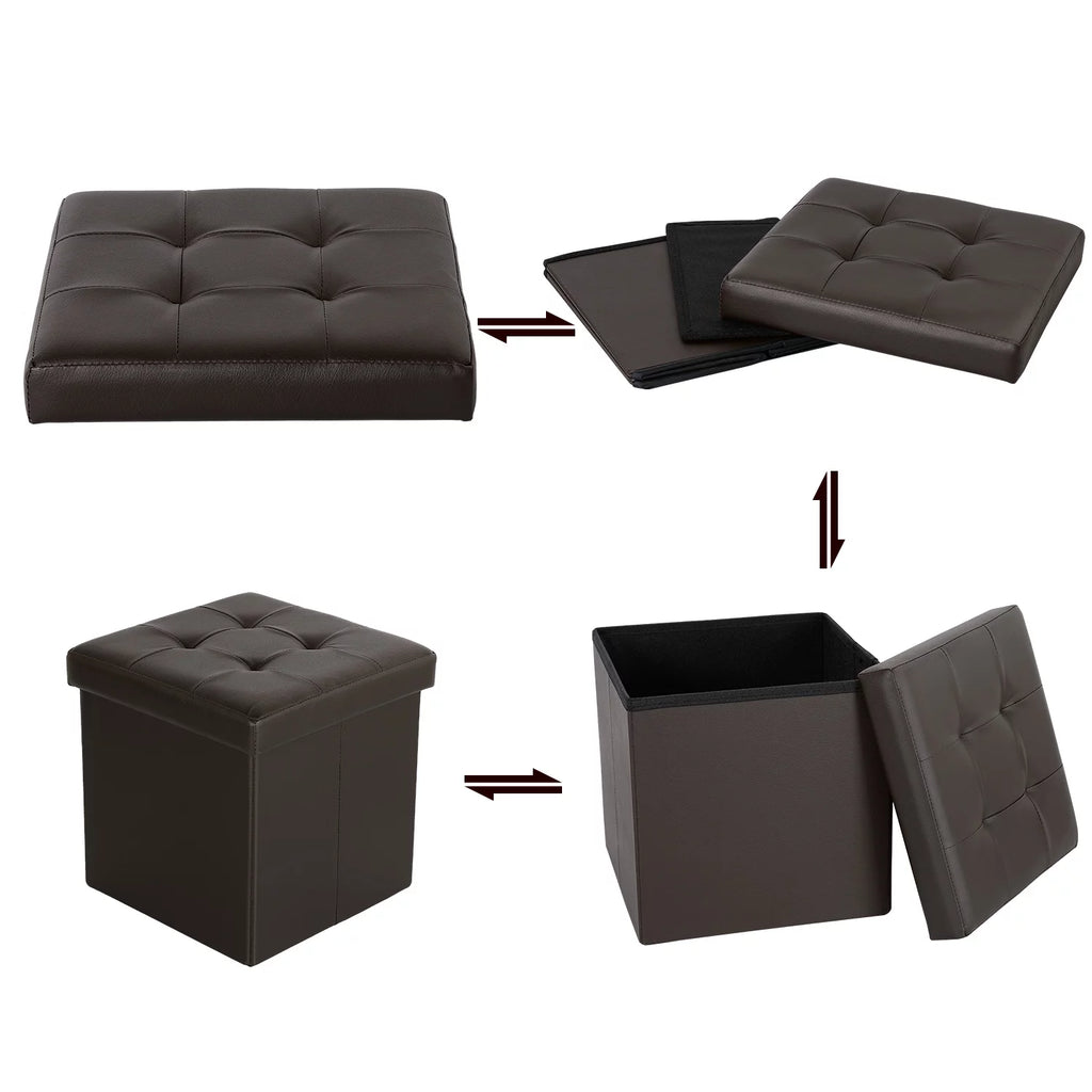 12.6" Pack of 2 Brown Storage Ottoman Cube X89231