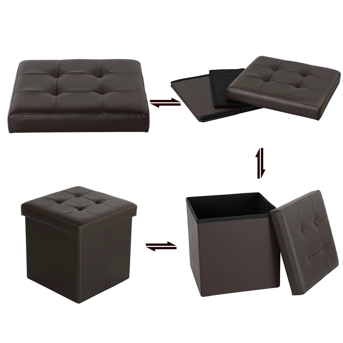 12.6" Pack of 2 Brown Storage Ottoman Cube X89231