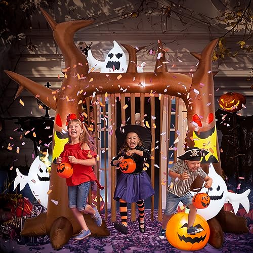 8FT Halloween Inflatable Dead Tree with Ghosts & Pumpkins K783507