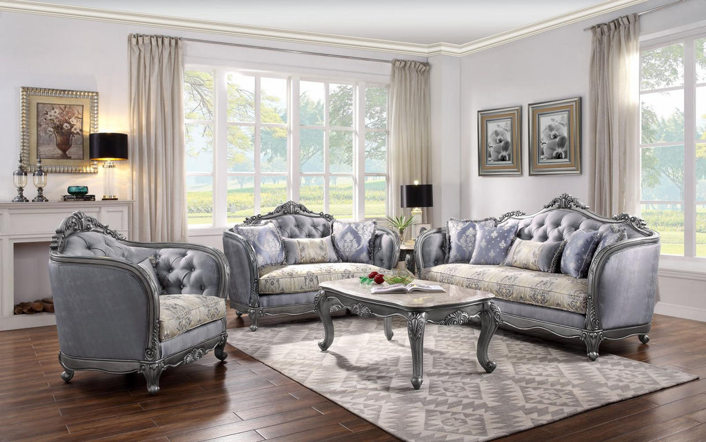 Lustrous Fabric Sofa Set 2 Pcs R295