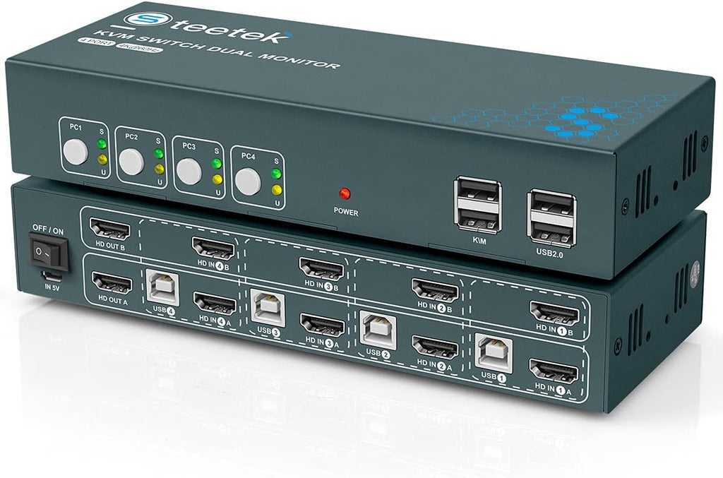 2 Port HDMI 2.0 KVM Switch 4K@60Hz, 4 USB 2.0 Hub, Button Switch Pack of 2 N8090