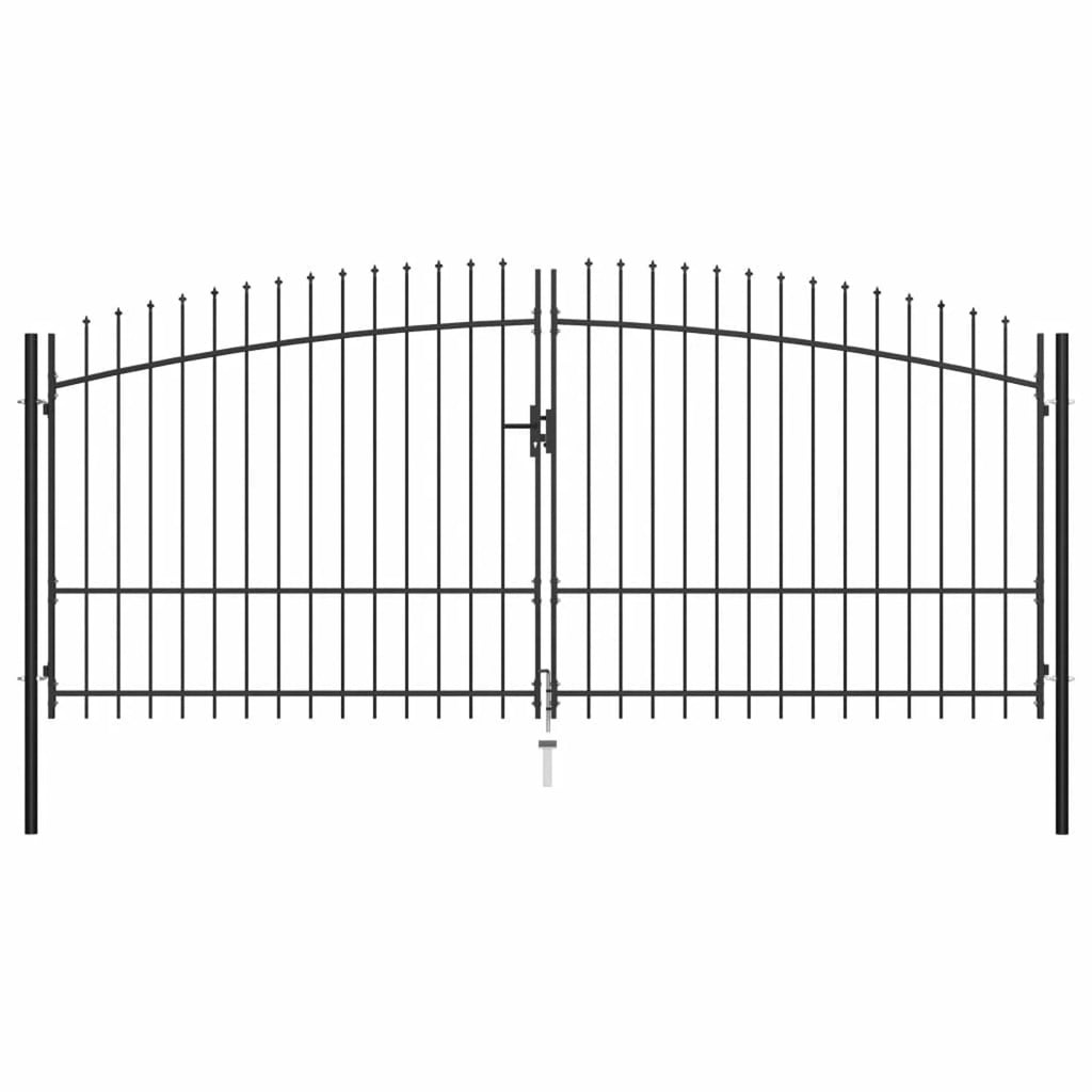 Double Door Fence Gate with Spear 157.5"x88.6" N694