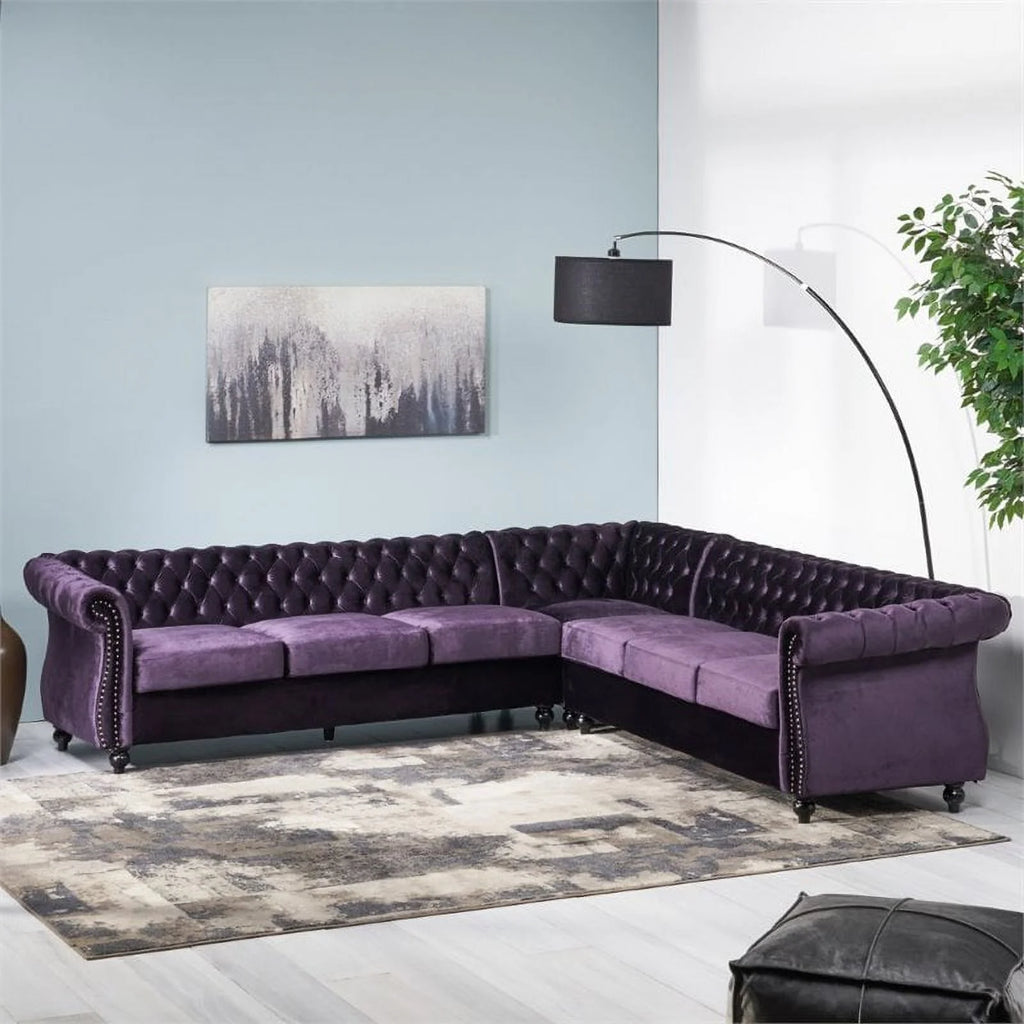 7 Seat Velvet Tufted Chesterfield Sectional B846654