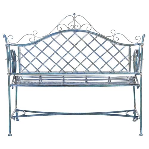 Antique Blue Wrought Iron 46-inch Garden Bench I7995