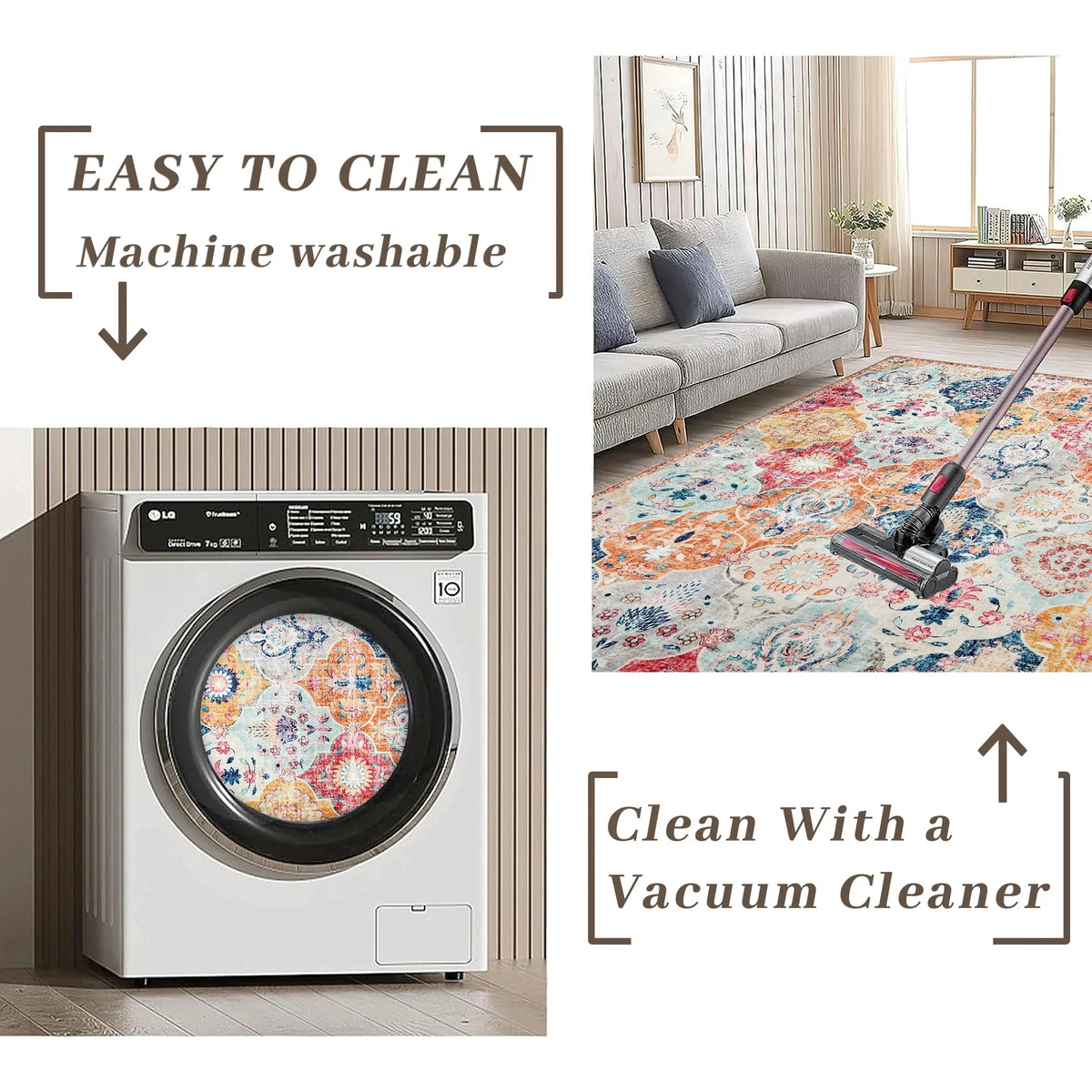 3'x5' Machine Washable Oriental Distressed Area Rug P46230