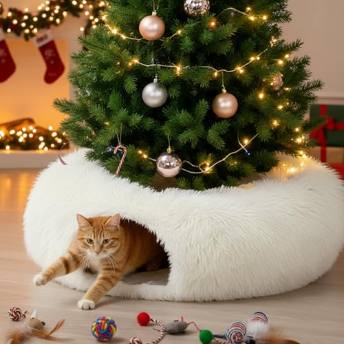 Christmas Cat Tunnel Bed with Washable Cushion Y8466
