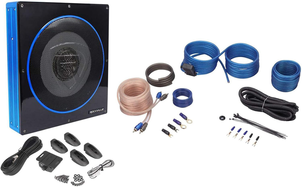 10" 800 Watt Under-Seat Amplified Car Subwoofer with Wire Kit P306