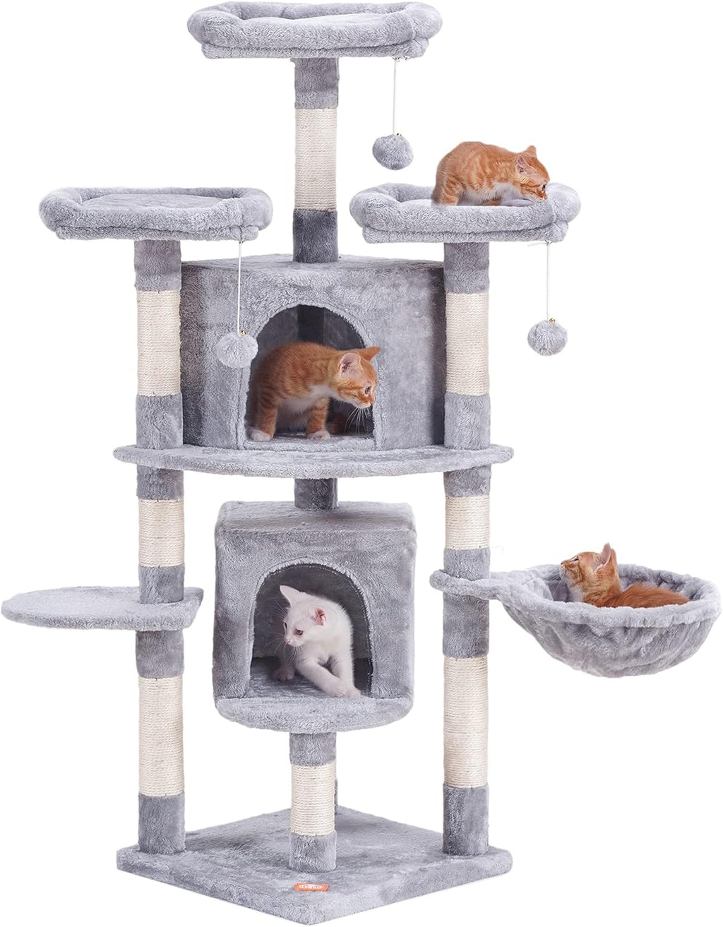 56 inch Multi-Level Cat Tree Condo with Scratching Posts Light Gray Pack of 2 F159167
