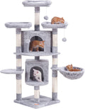 56 inch Multi-Level Cat Tree Condo with Scratching Posts Light Gray Pack of 2 F159167