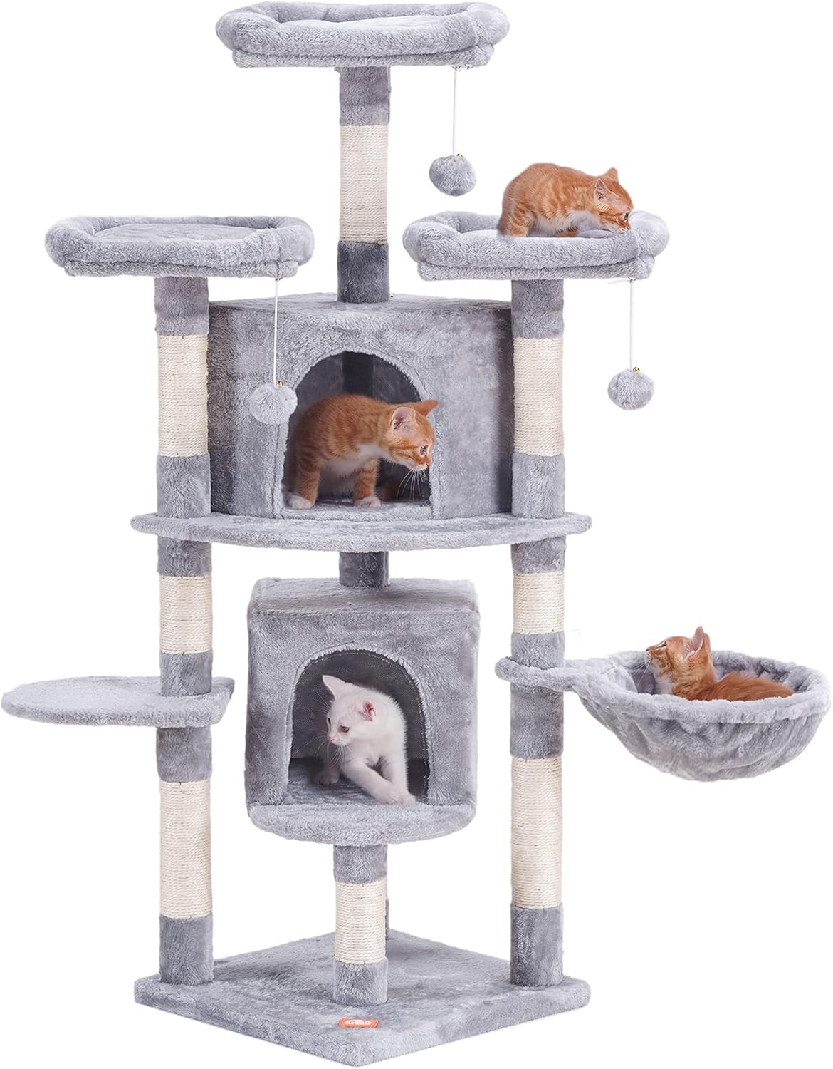 56 inch Multi-Level Cat Tree Condo with Scratching Posts Light Gray Pack of 2 F159167