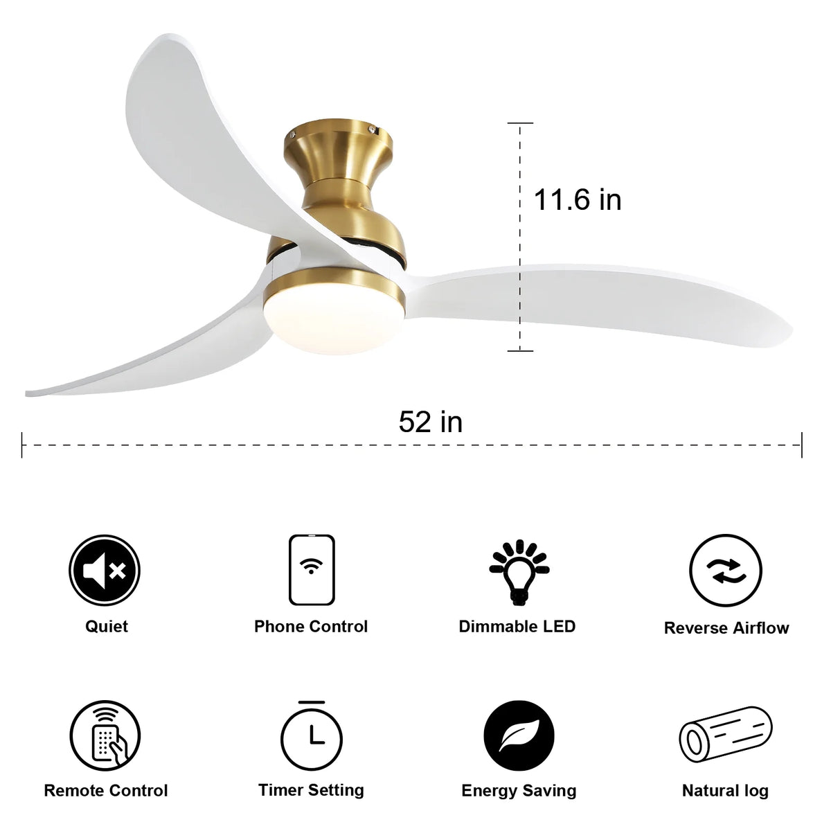 52" Smart Ceiling Fan with Remote Control H614285