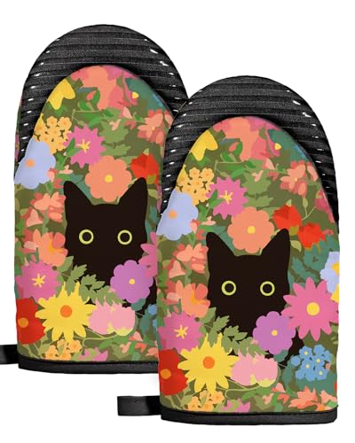 100% Cotton Mini Oven Mitts Set with Silicone Grips U618