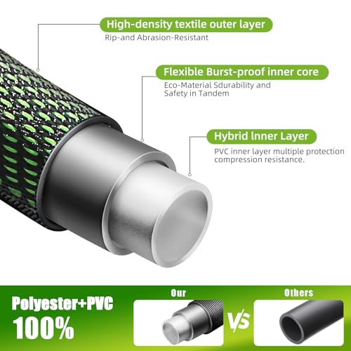 100 ft Flexible Tangle Free Garden Hose with 10 Function Nozzle H176