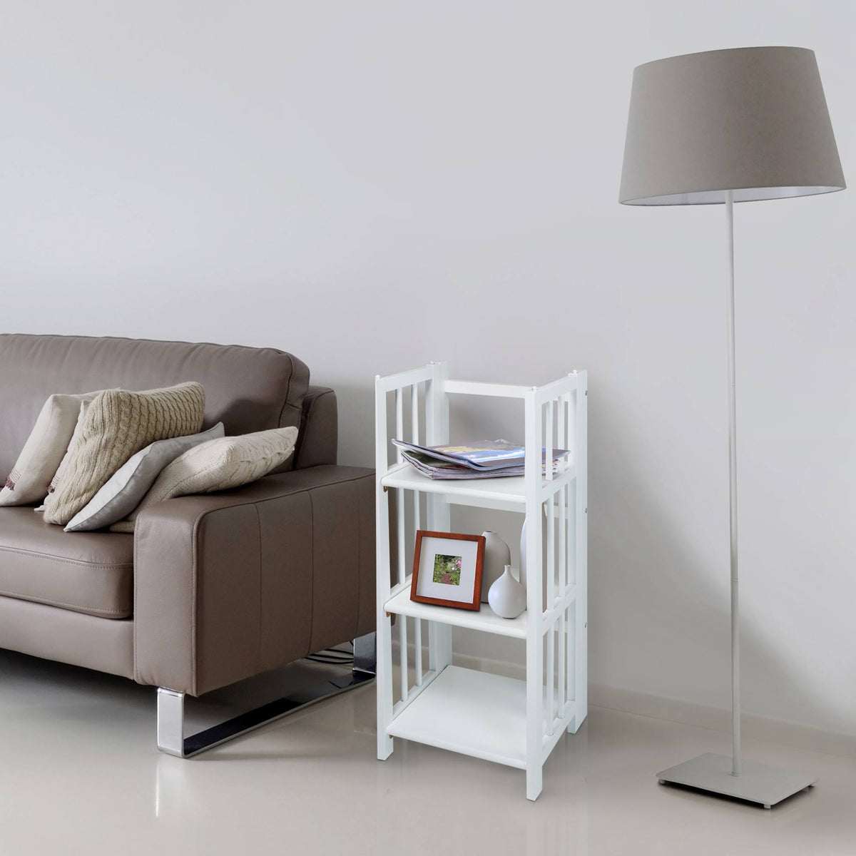 White 3-Shelf Folding Bookcase M62367
