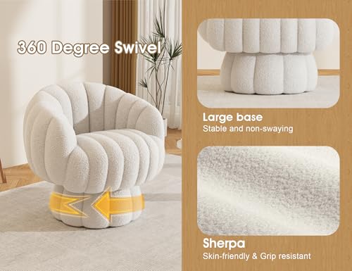 Beige Velvet Barrel Swivel Accent Sofa Chair A7835