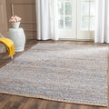 Natural Blue Striped Jute Area Rug 9' x 12' Y414976