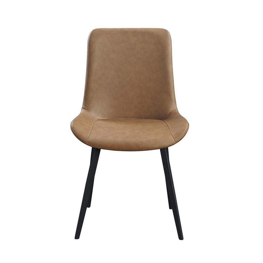 Tan Brown Vegan Leather Dining Chair, Set of 2 I34994