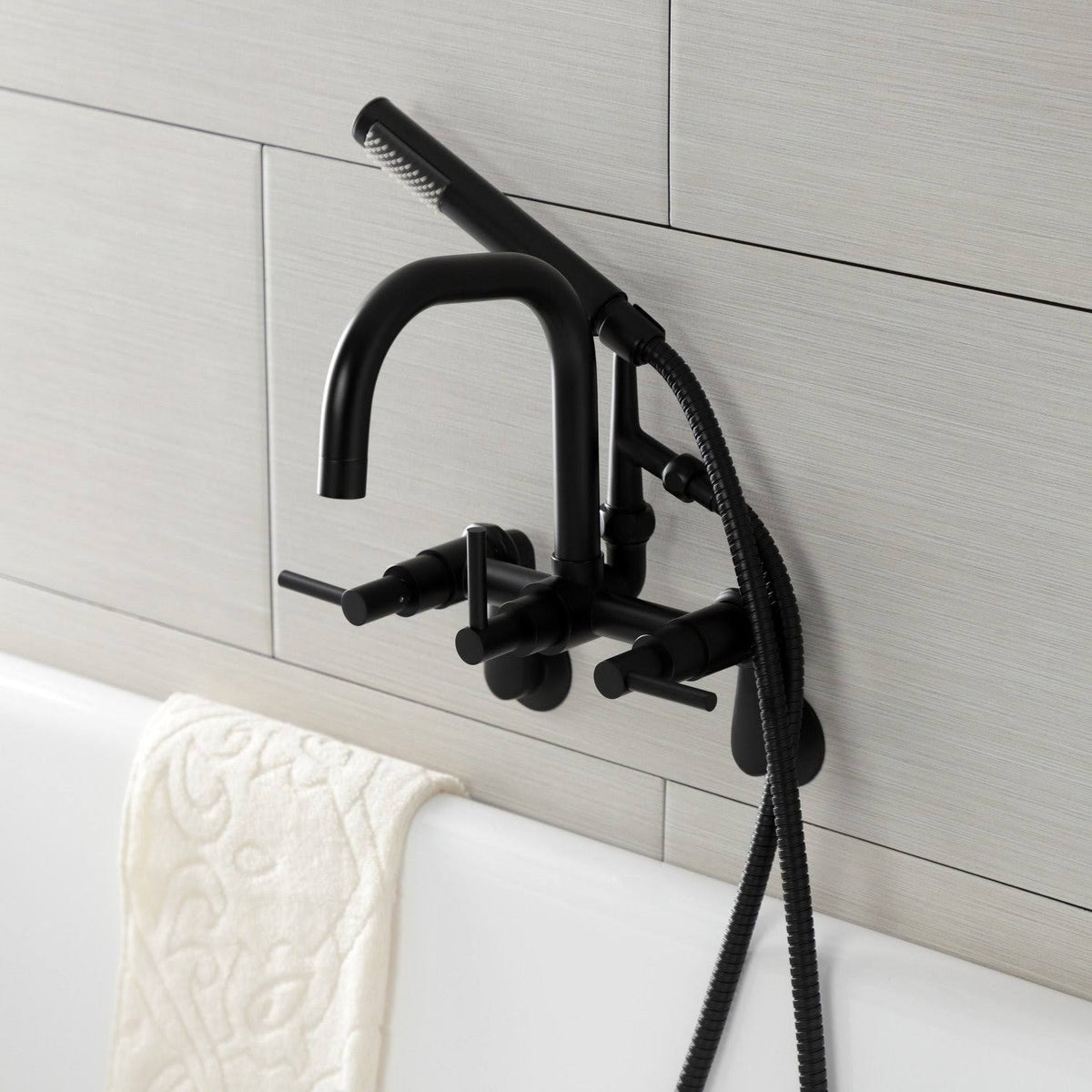 Brushed Nickel Wall Mount Clawfoot Tub Faucet O136