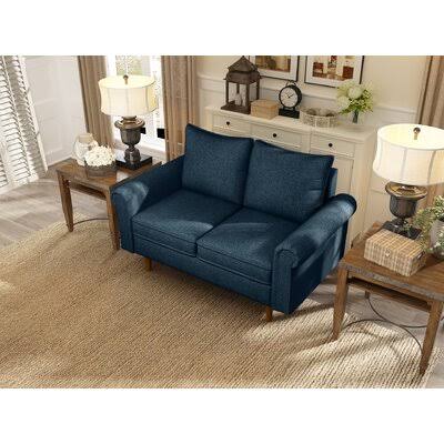 Velvet Rolled Arm Loveseat J2848