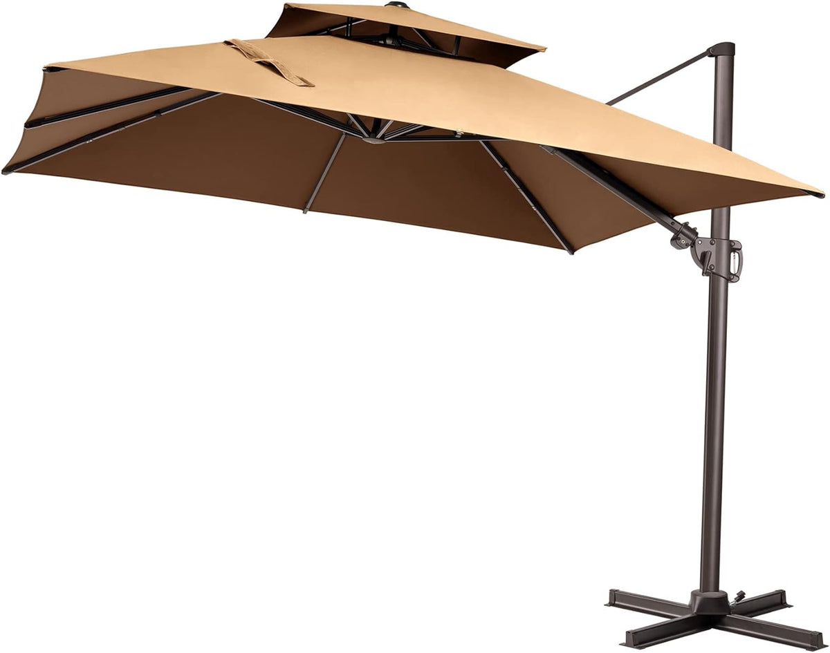 Grey Offset Cantilever Patio Umbrella with Aluminum Pole R16027