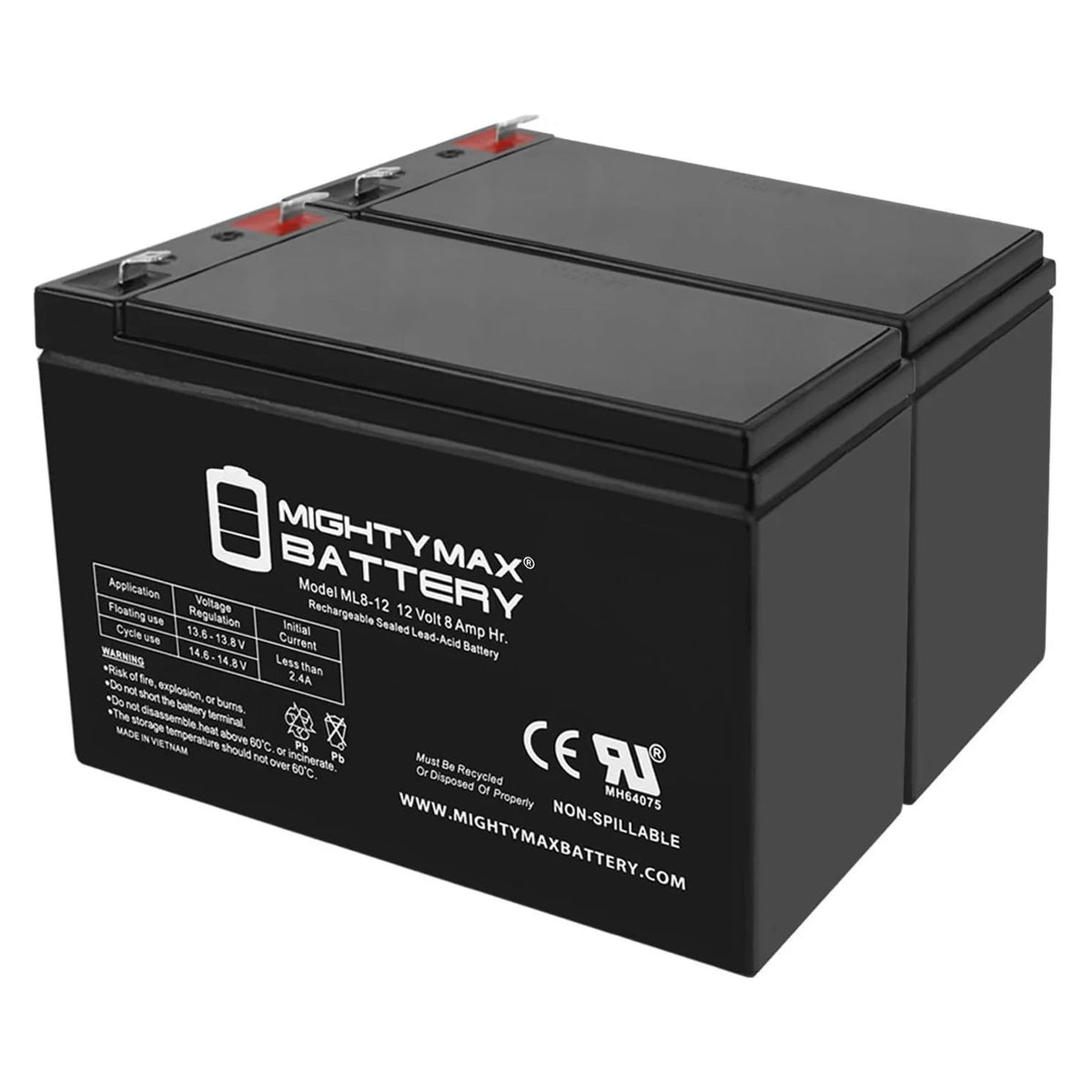 12 Volt 8 AH Rechargeable SLA AGM Battery O6644