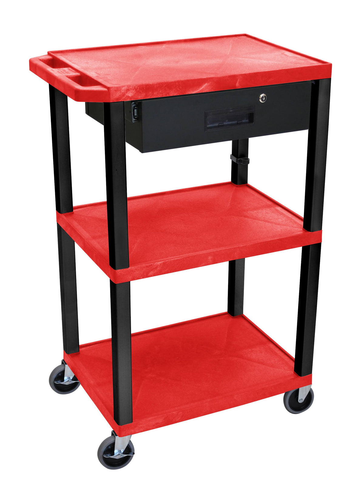 Red and Black Utility Cart with Drawer D4267