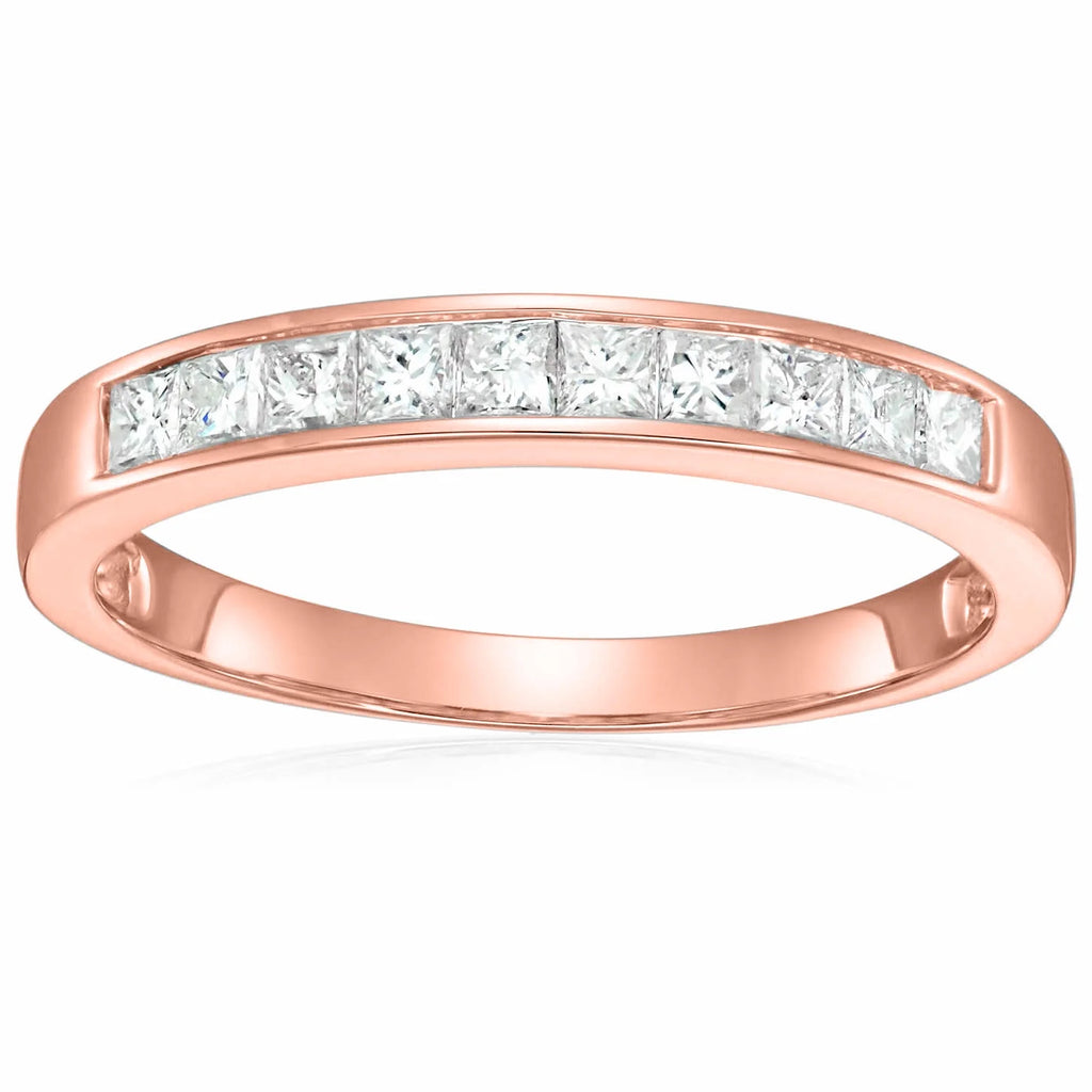 14K Yellow Gold Princess Cut Diamond Wedding Band Size 9 E3971