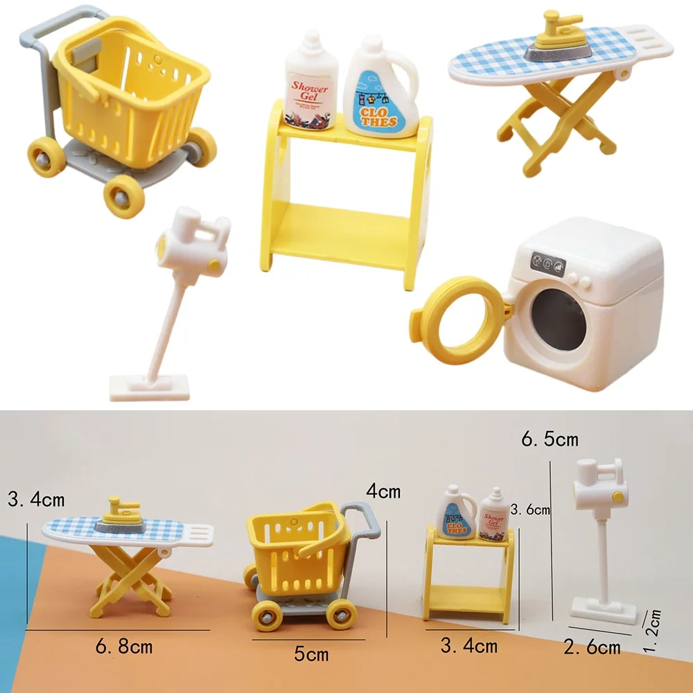 1:12 Mini Dollhouse Washing Machine Vacuum Cleaner Laundry Room Set Play Toys B472