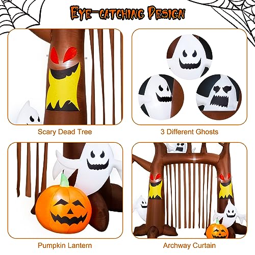 8FT Halloween Inflatable Dead Tree with Ghosts & Pumpkins K783507
