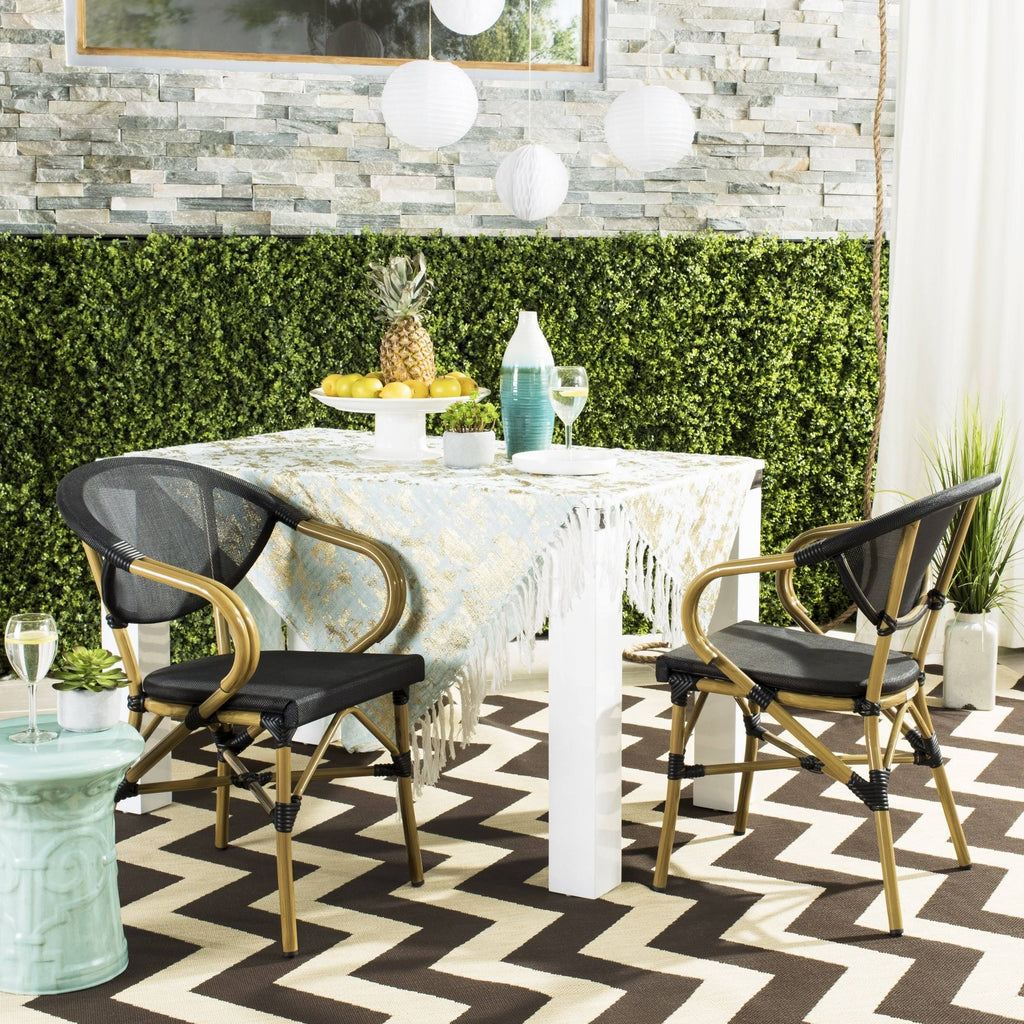 Black Stacking Arm Chair Set of 2 D8681
