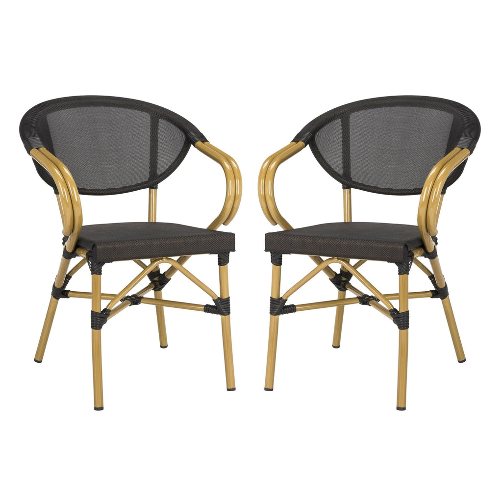 Black Stacking Arm Chair Set of 2 D8681