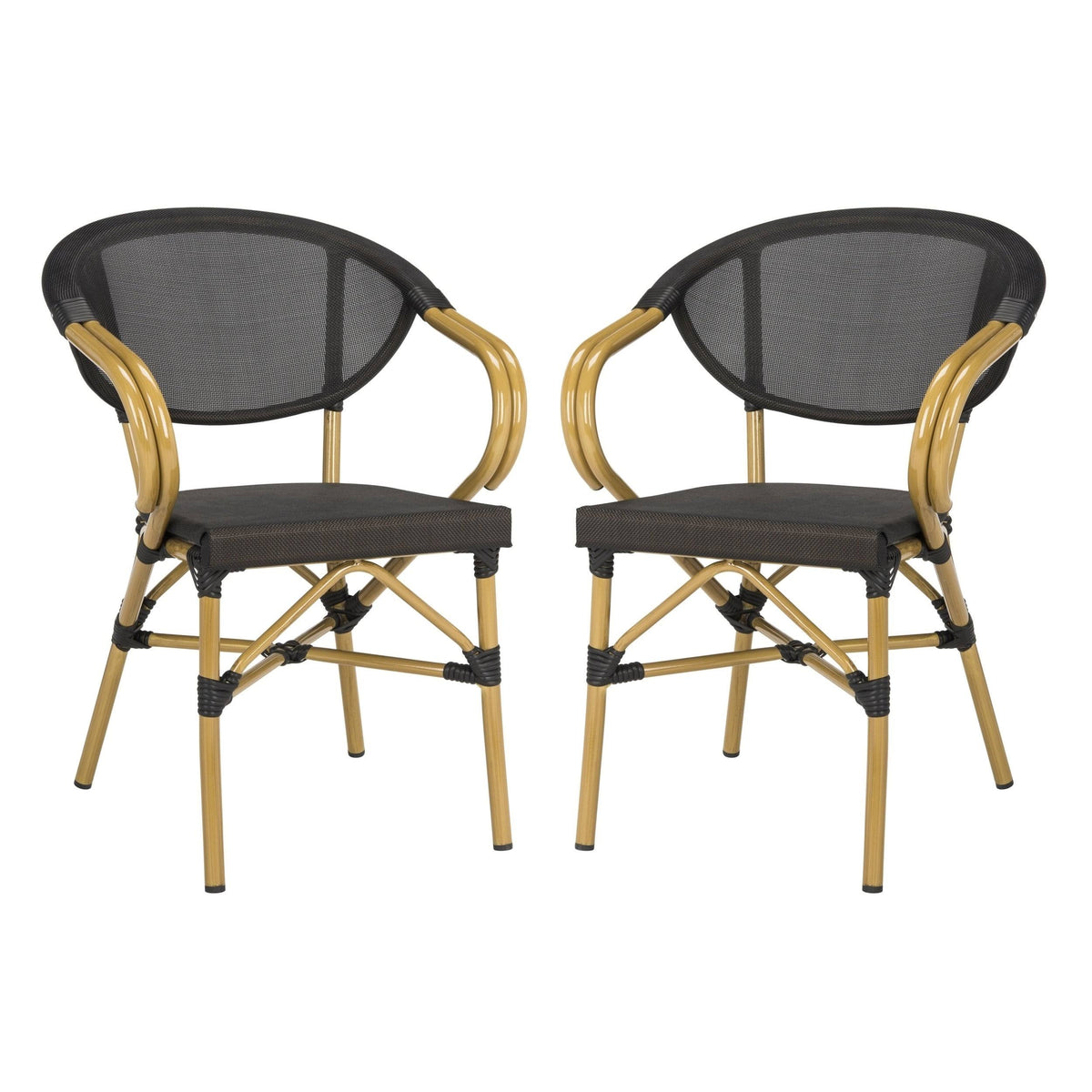 Black Stacking Arm Chair Set of 2 D8681